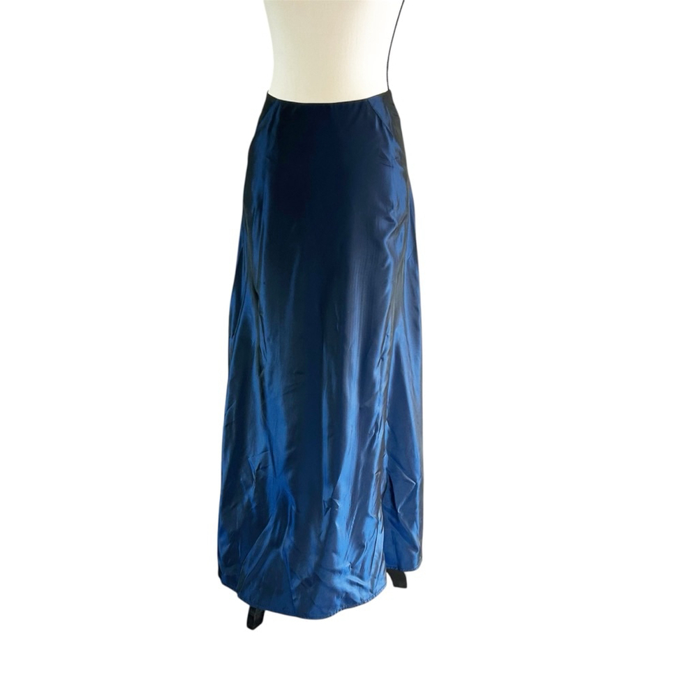 Vintage Y2K Smart Set Blue Taffeta Maxi Skirt w/Pockets Size 1 90’s High Waisted